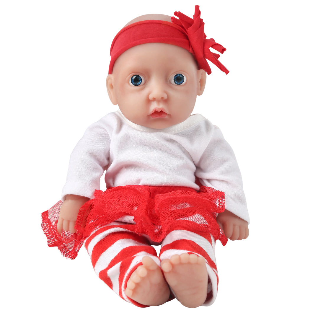 Vollence 11 Inch Full Silicone Baby Doll,Not Vinyl Material Dolls,Eyes Open Reborn Baby Doll