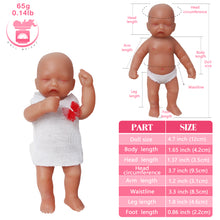 Load image into Gallery viewer, Vollence 4.7 inch Eye Closed Mini Full Silicone Baby Dolls with Bone Pocket Doll
