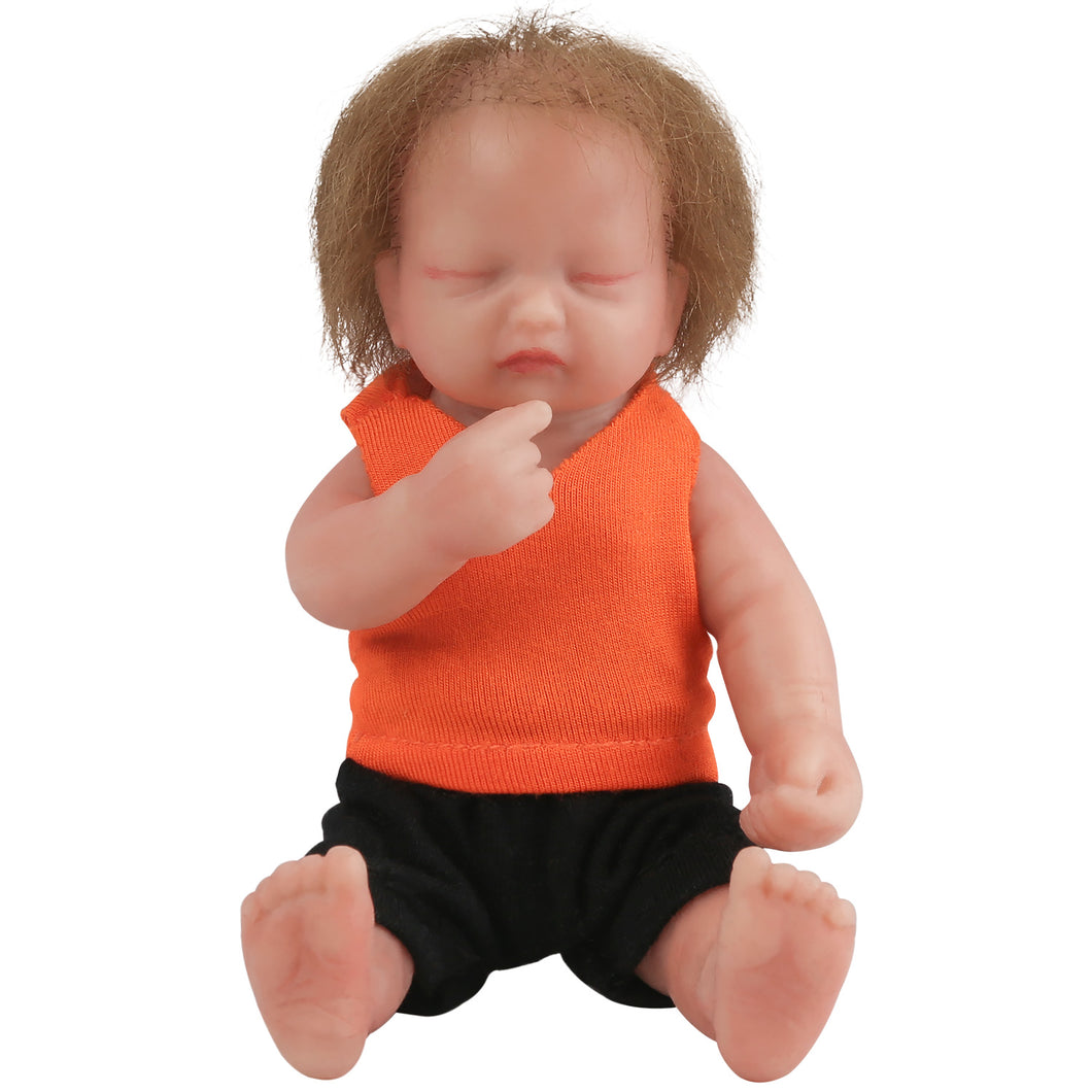 Vollence 4.7 inch Mini Full Silicone Baby Dolls with Bone Pocket Doll with Hair