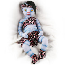 Load image into Gallery viewer, Vollence 20 inch Golden Eyes Avatar Sleeping Full Silicone Baby Doll with Hair
