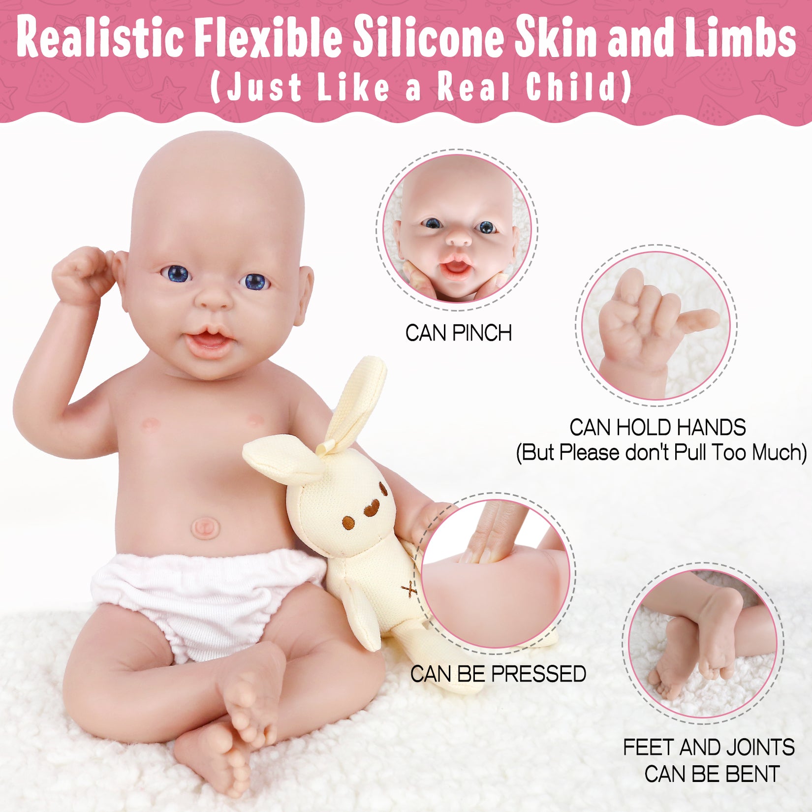 Vollence 14 inch Full Silicone Baby Doll That Look Real,Not Vinyl Dolls,Lifelike  Reborn Baby Dolls,Lifelike Newborn Baby Dolls - Boy price in UAE,   UAE