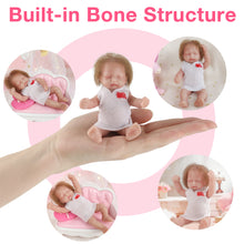 Load image into Gallery viewer, Vollence 4.7 inch Mini Full Silicone Baby Dolls with Bone Pocket Doll with Hair
